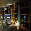 A Stena Confidential employee pushing a container.